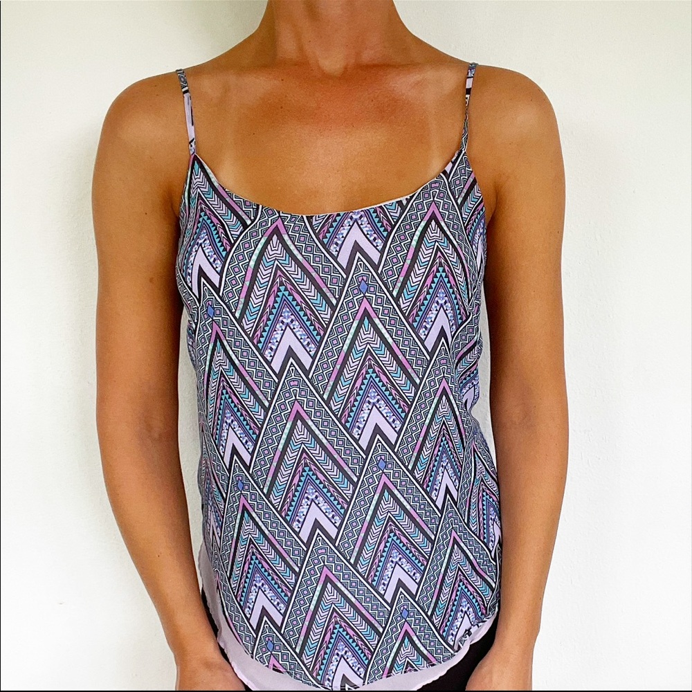 Stoosh tribal layered chiffon spaghetti strap tank size small
